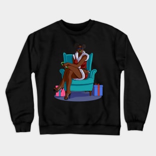 Black Santa Claus Gangster Christmas Crewneck Sweatshirt